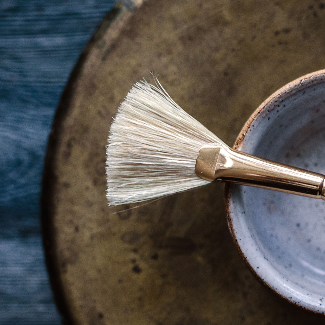 facial clay mask fan brush with ceramic mixing bowl