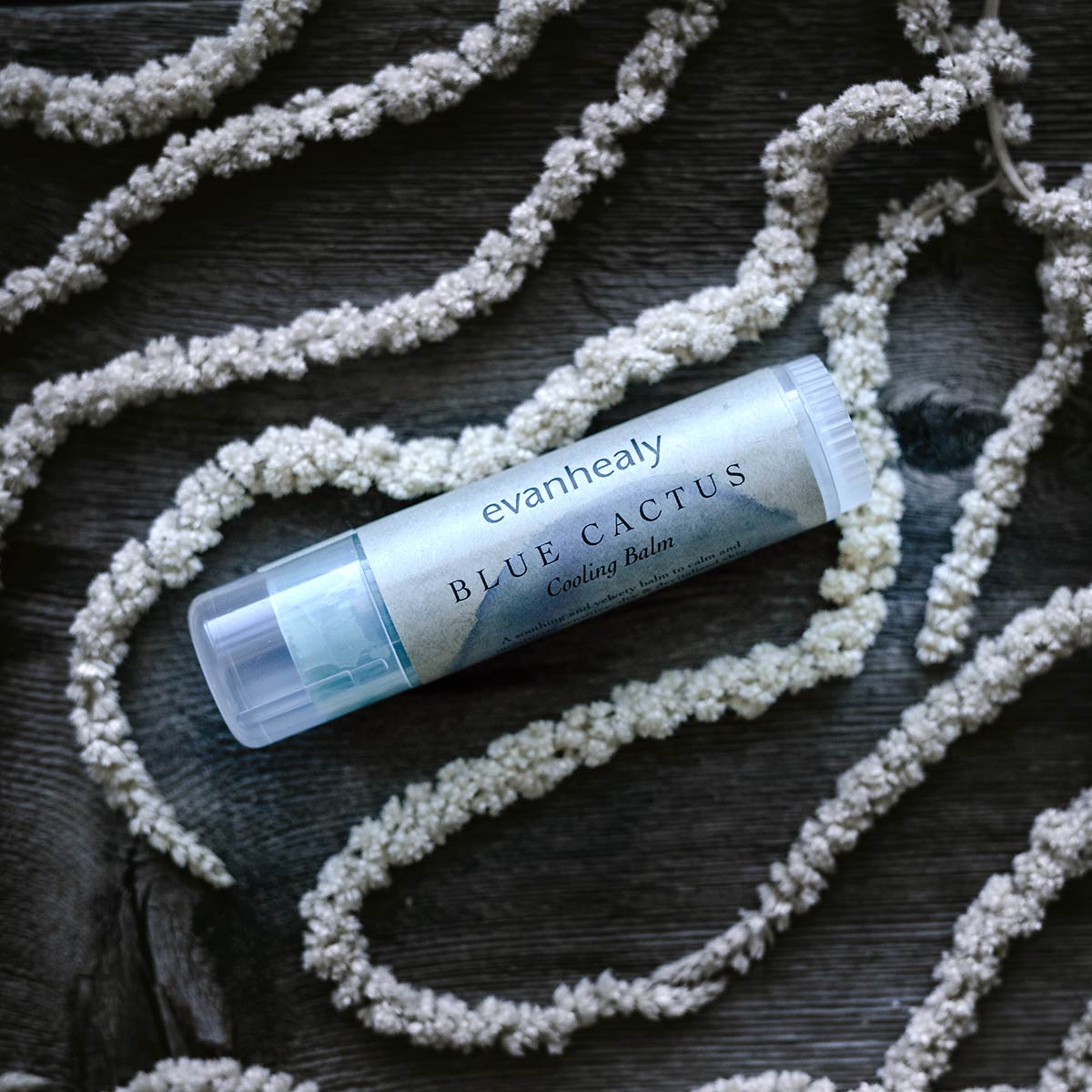 blue cactus moisturizing balm stick for travel or purse
