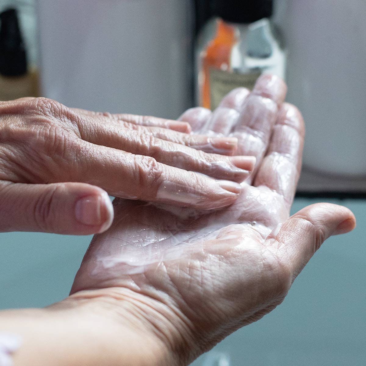 texture in palm of blue lavender cleansing milk cleanser
