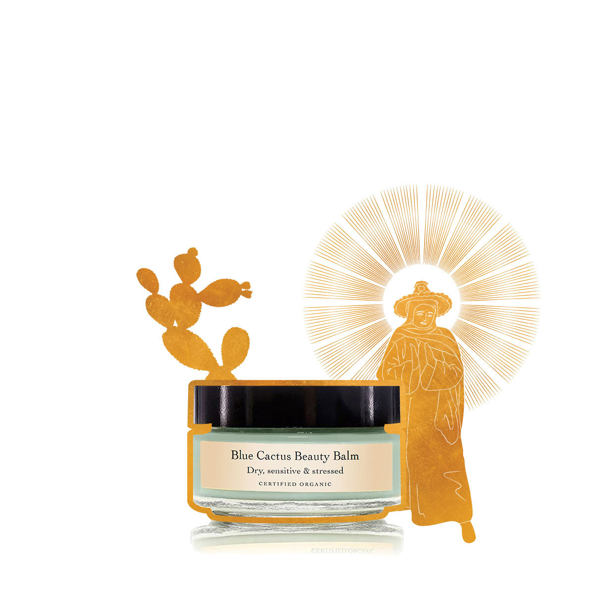 evanhealy blue cactus beauty balm gilded graphic