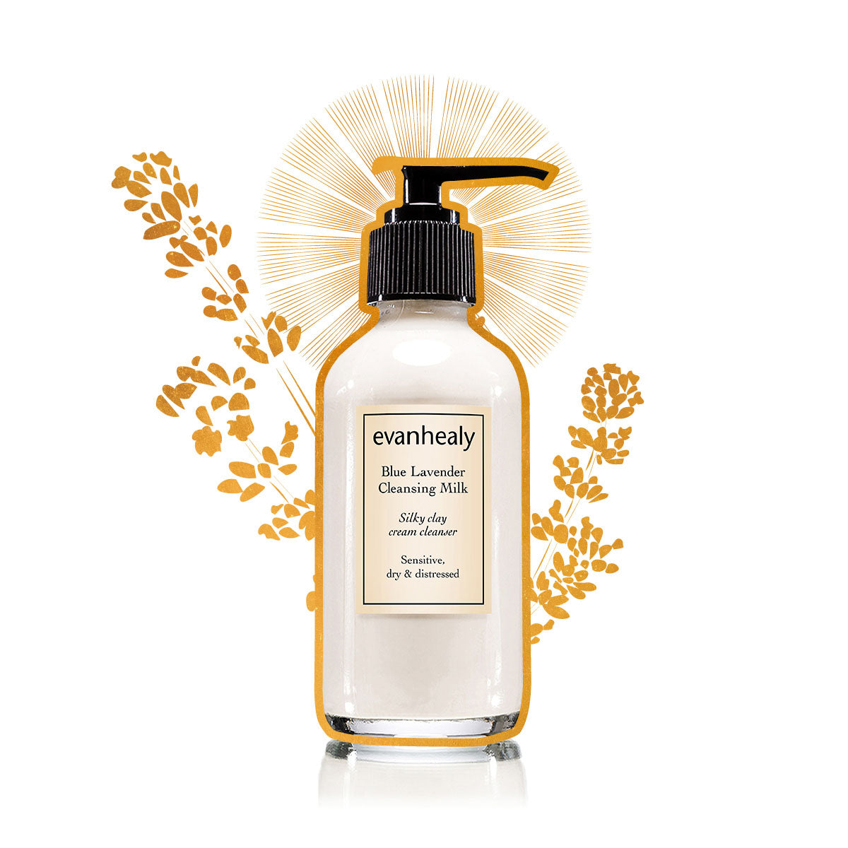 evanhealy blue lavender cleansing milk cleanser for face gilded graphic