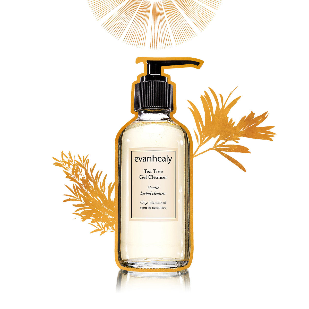 evanhealy organic tea tree face cleanser purifying facial cleansing gel gilded graphic