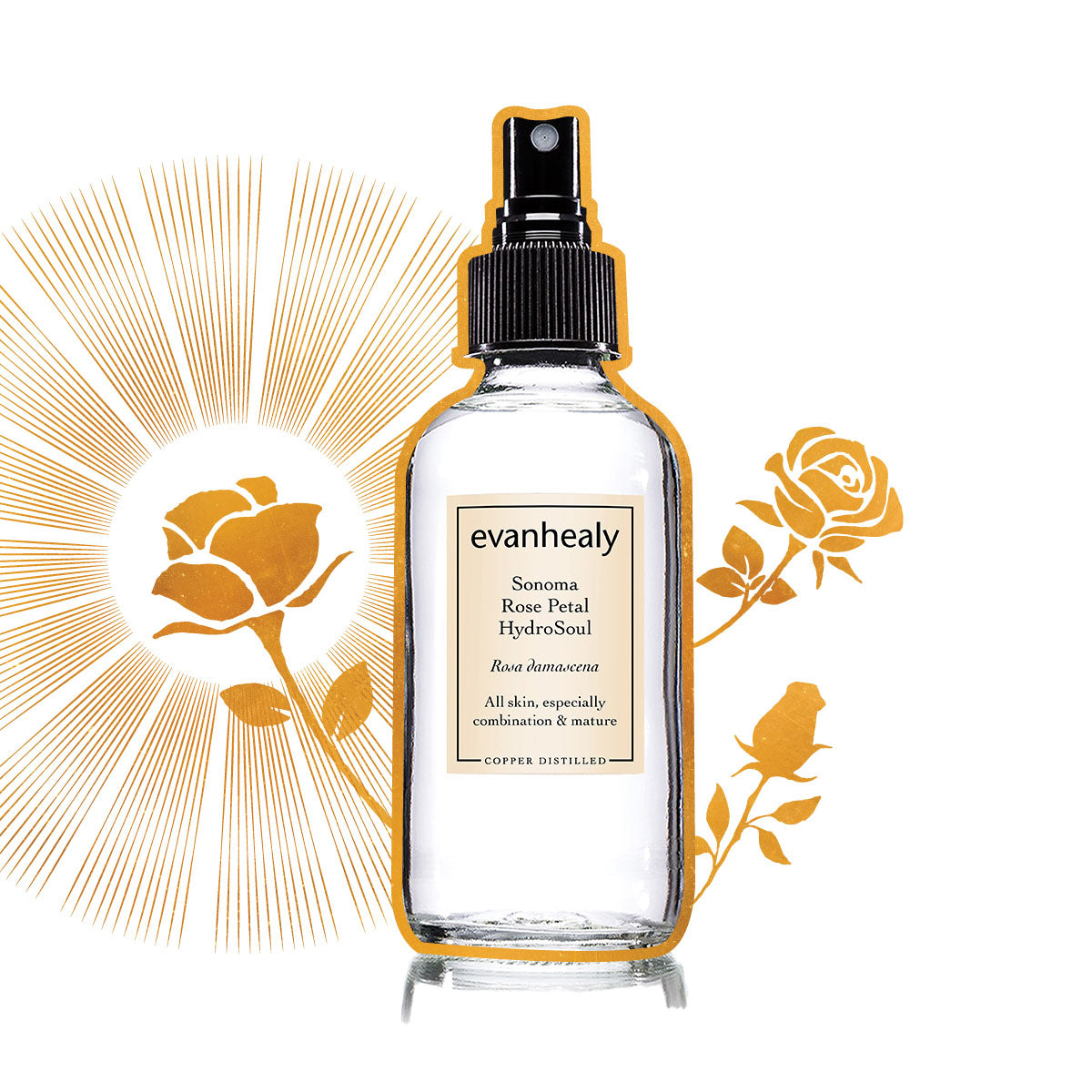 evanhealy sonoma rose petal facial tonic hydrosol copper distilled gilded graphic