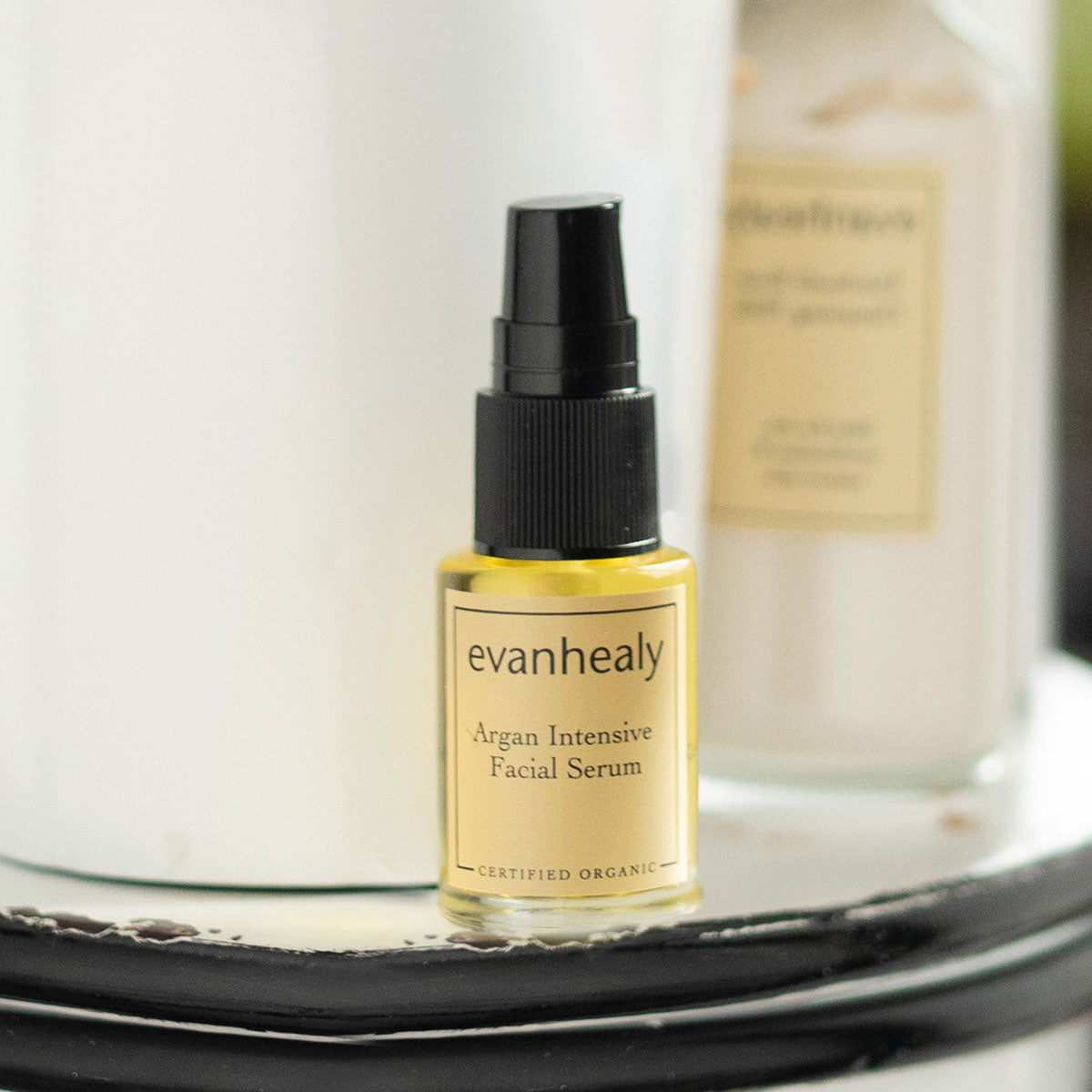 argan oil serum on counter