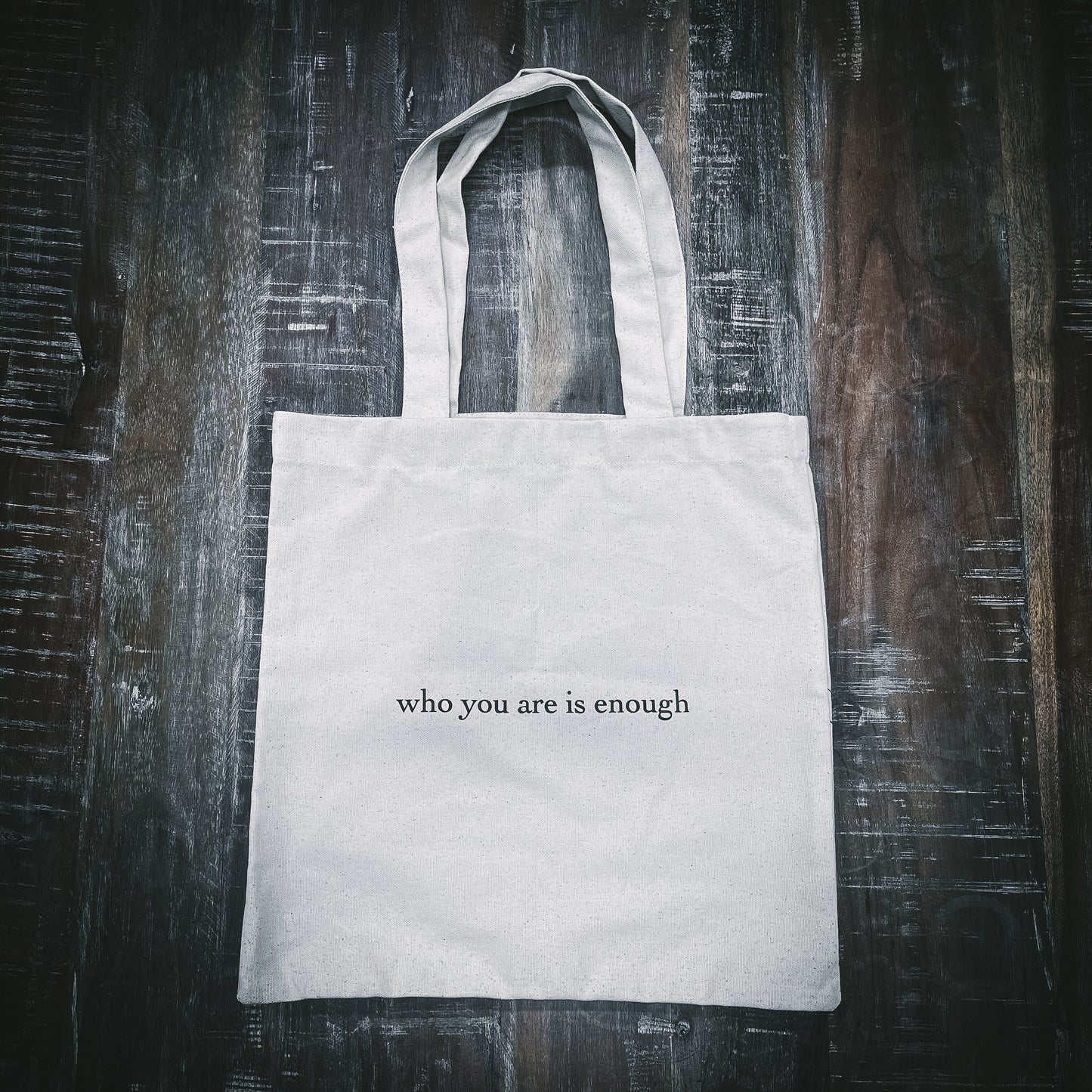 evanhealy sanctuary tote bag with who you are is enough message