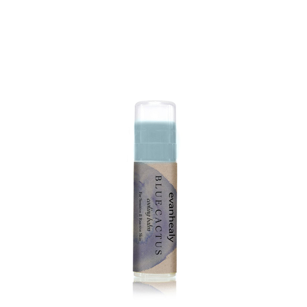 blue cactus cooling balm stick moisturizer white background
