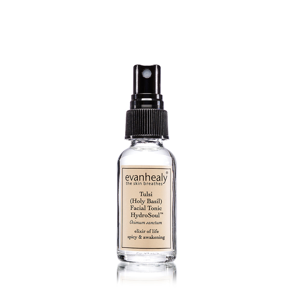 travel size holy basil water tulsi facial tonic hydrosol in glass bottle