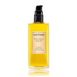 evanhealy vetiver hinoki body oil moisturizer for skin