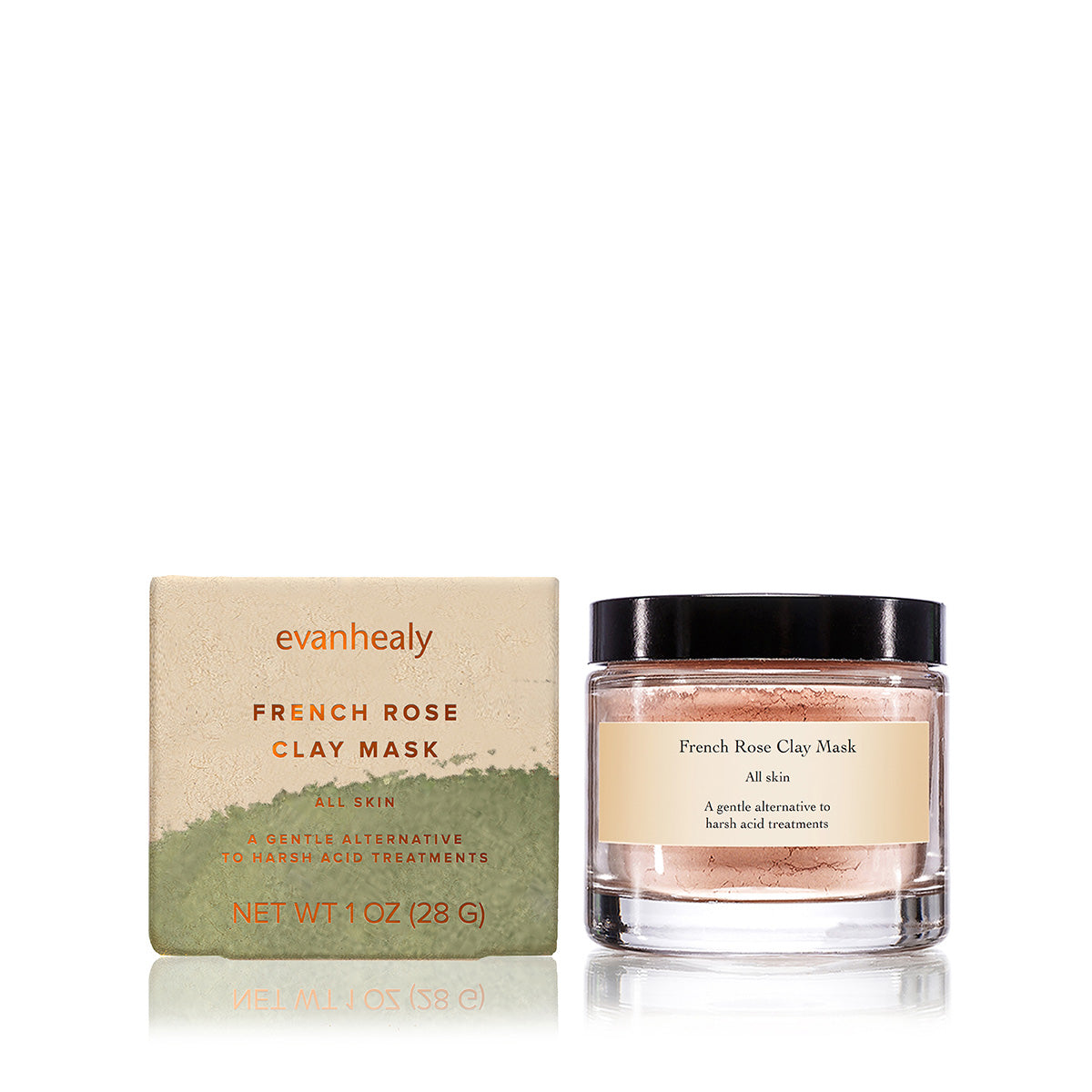 evanhealy french rose clay mask product in glass jar with box