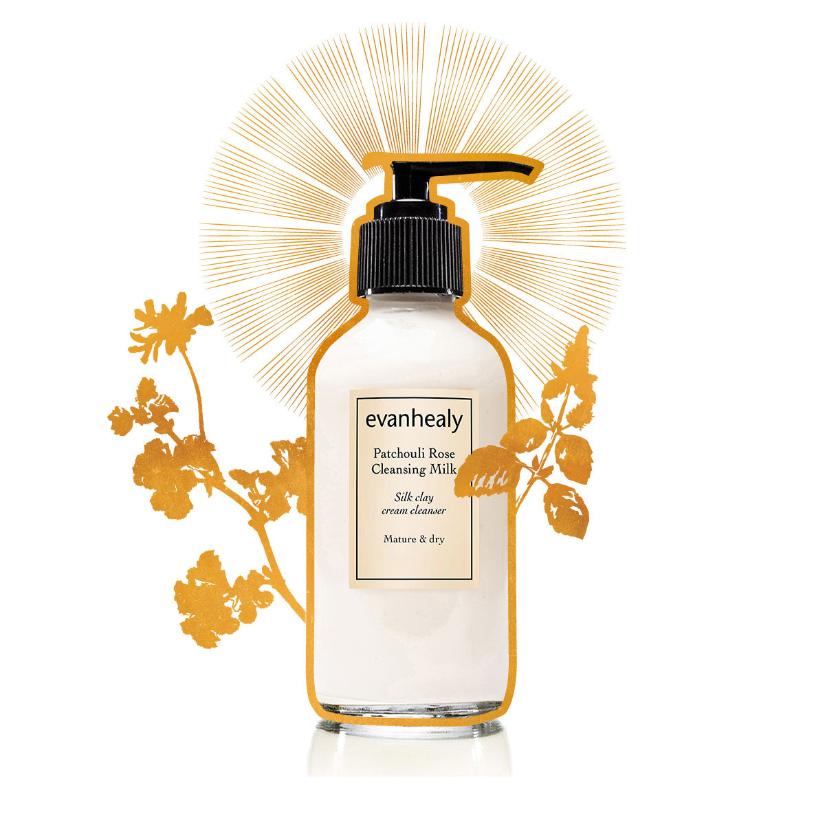 evanhealy patchouli rose cleansing milk facial cleanser gilded graphic