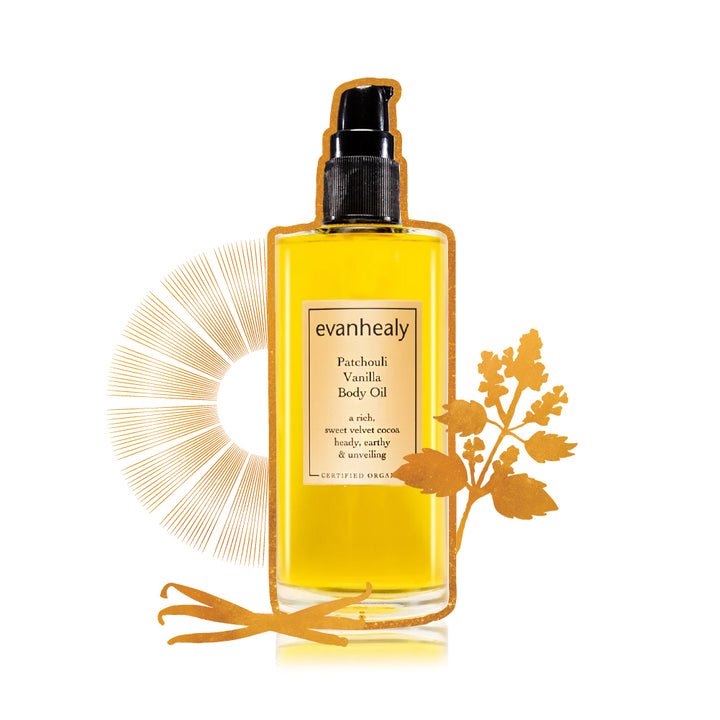 evanhealy patchouli vanilla body oil moisturizer gilded