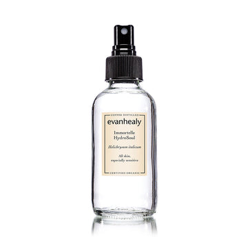 immortelle facial tonic hydrosol product in glass bottle with black pump